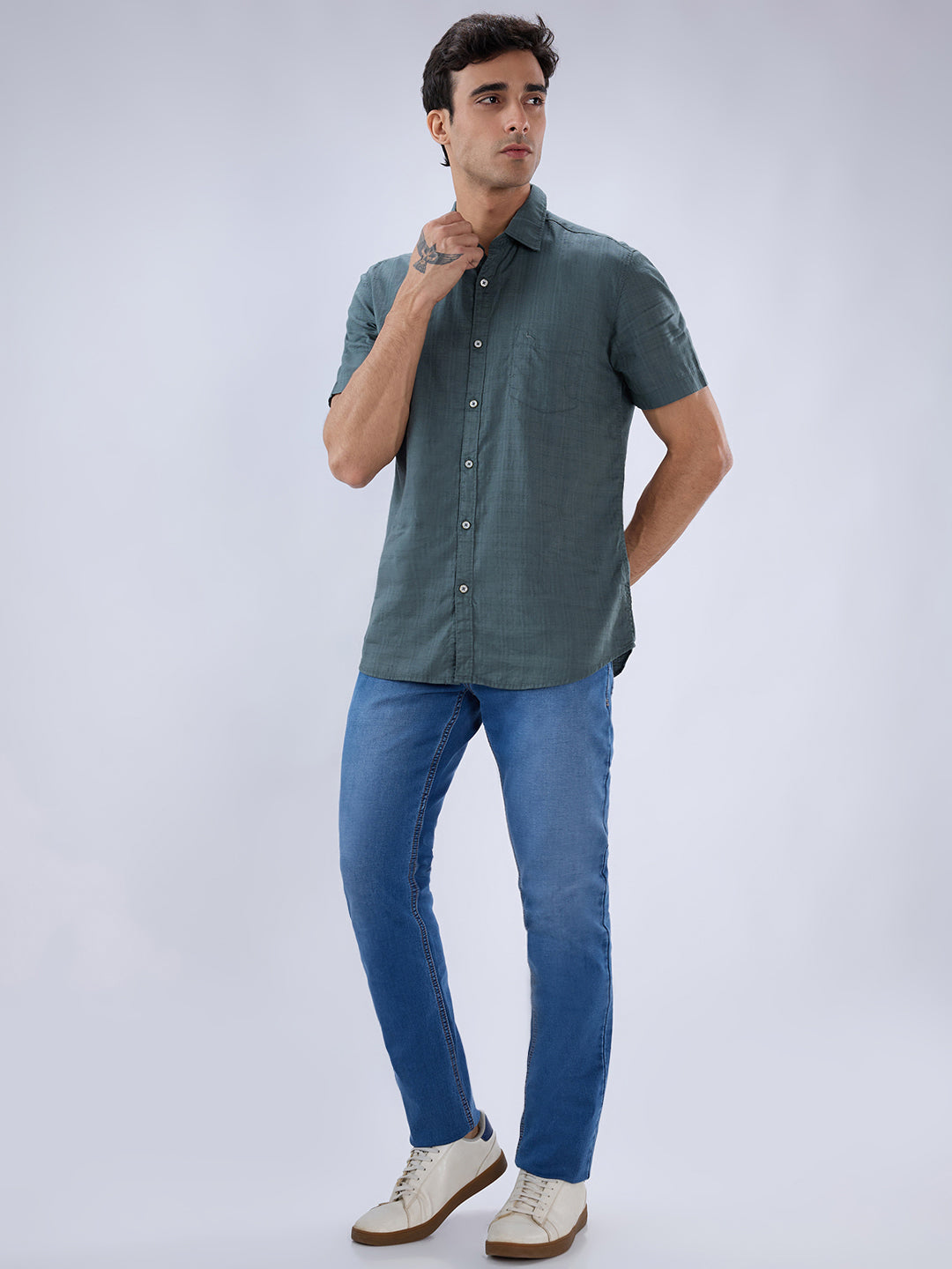 Parx Green Casual Shirt