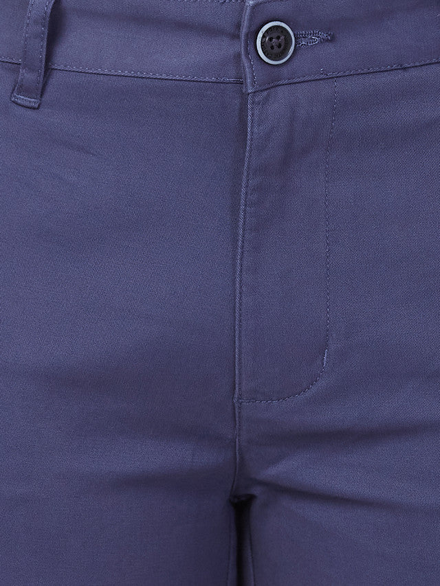 Parx Men Blue Solid Tapered Fit Trouser