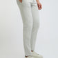 Parx Grey Solid Low Rise Tapered Fit Cotton Blend Trouser