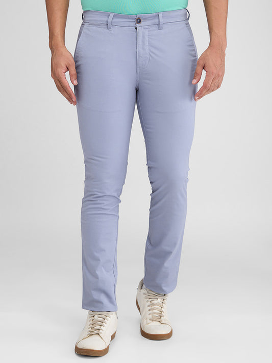 Parx Men Blue Super Slim Fit Solid Trouser
