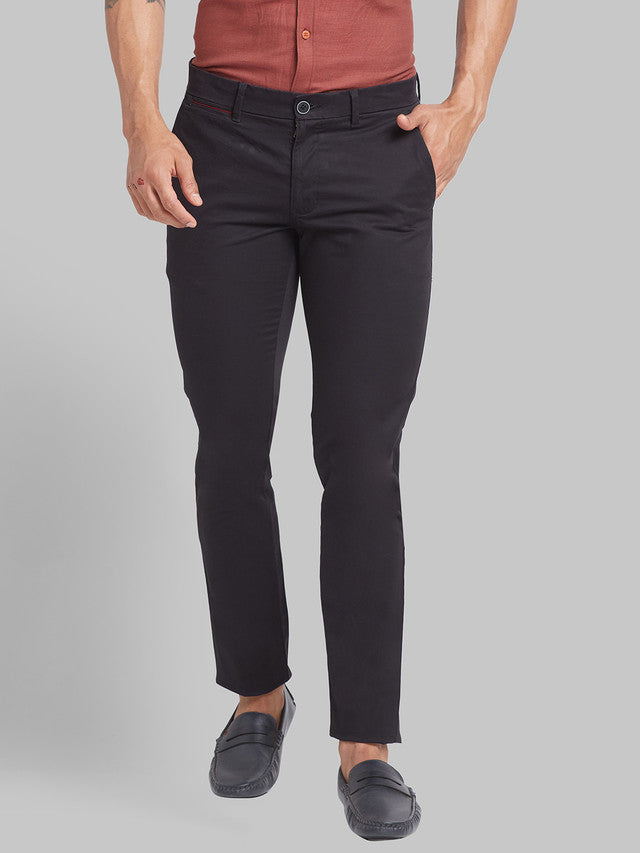 Parx Black Solid Super Slim Fit Cotton Blend Trouser – MyRaymond