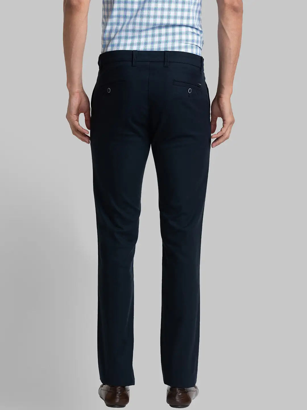 Men Low Rise Tapered Fit Blue Trouser