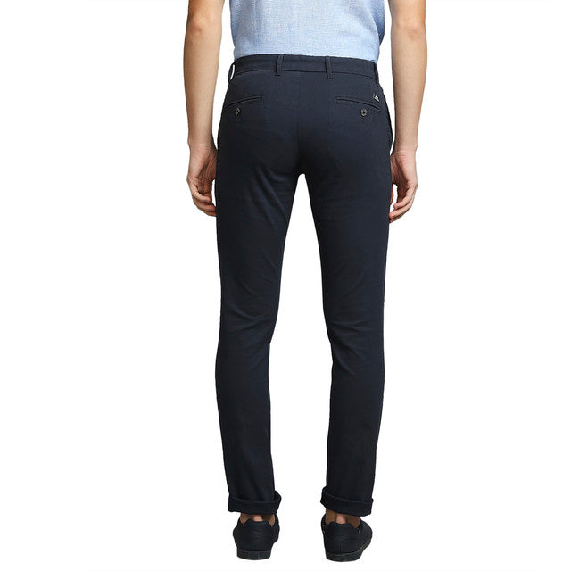 Parx Men Blue Solid Regular Fit Trouser