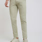 Men Green Low Rise Tapered Fit Solid Cotton Blend Trouser