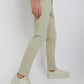 Men Green Low Rise Tapered Fit Solid Cotton Blend Trouser