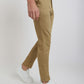 Men Khaki Low Rise Tapered Fit Solid Cotton Blend Trouser