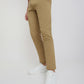 Men Khaki Low Rise Tapered Fit Solid Cotton Blend Trouser