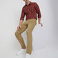 Men Khaki Low Rise Tapered Fit Solid Cotton Blend Trouser