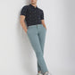 Men Green Low Rise Tapered Fit Solid Cotton Blend Trouser