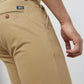 Men Khaki Lrt Fit Piece Dyed Cotton Blend Trouser