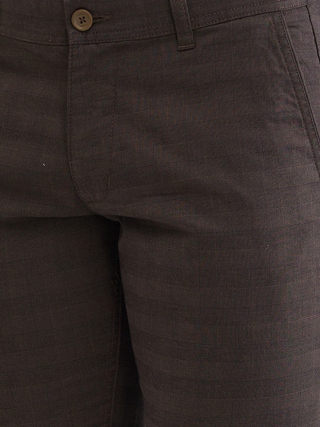 Parx Brown Solid Low Rise Tapered Fit Cotton Blend Trouser – MyRaymond