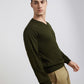 Men Green Solid Acrylic Full Sleeve Sweaters