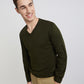 Men Green Solid Acrylic Full Sleeve Sweaters