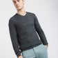 Men Grey Structure Acrylic Full Sleeve Sweaters