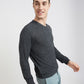 Men Grey Structure Acrylic Full Sleeve Sweaters