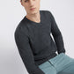 Men Grey Structure Acrylic Full Sleeve Sweaters