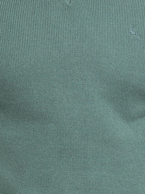 Parx Men Green Solid Acrylic Sweater