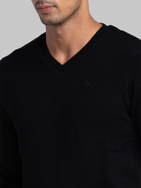 Parx Men Black Solid Acrylic Sweater