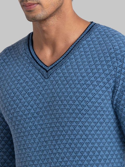 Parx Men Blue Jacquard Acrylic Sweater