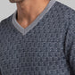 Parx Men Blue Jacquard Acrylic Sweater