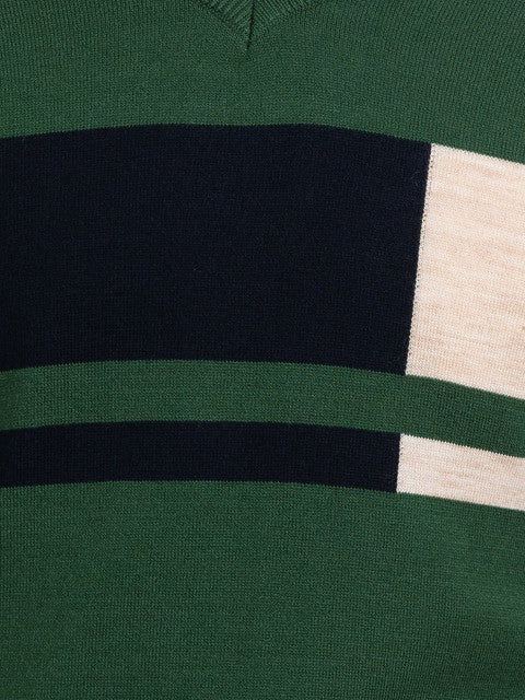 Parx Men Green Intarsia Acrylic Sweater