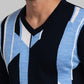 Parx Men Blue Intarsia Acrylic Sweater