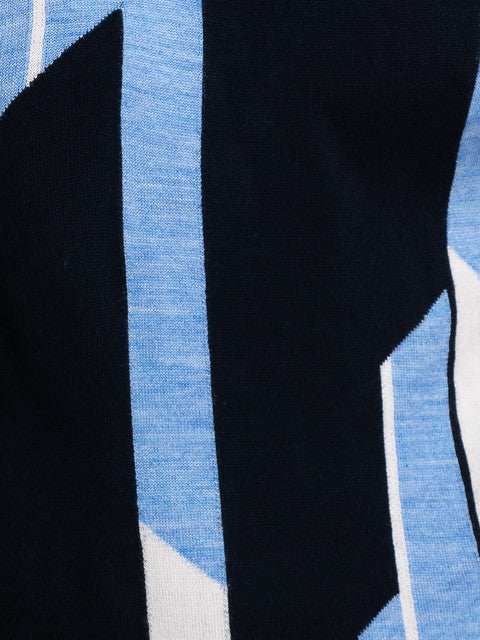 Parx Men Blue Intarsia Acrylic Sweater