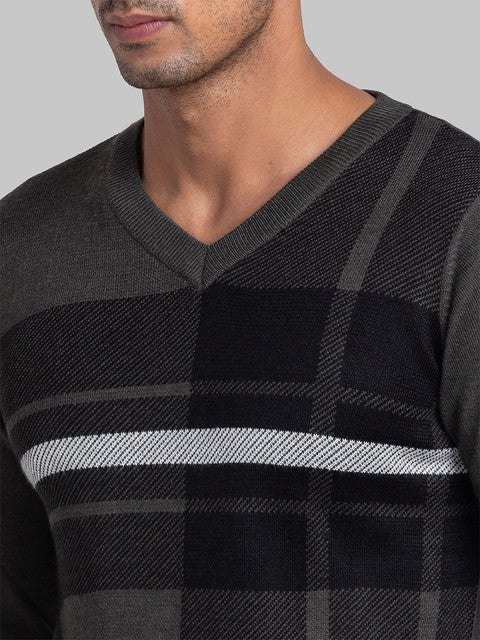 Parx Men Green Intarsia Acrylic Sweater