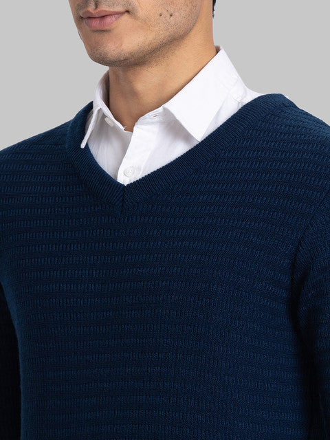 Parx Men Blue Structure Acrylic Sweater