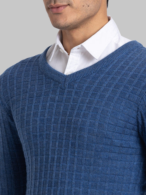 Parx Men Blue Structure Acrylic Sweater