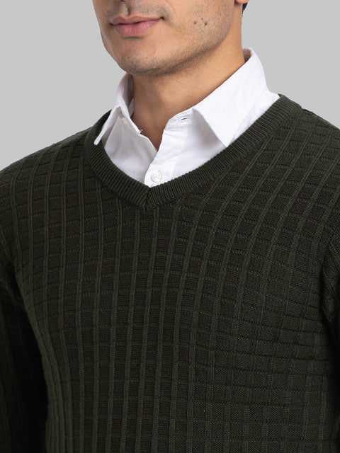 Parx Men Green Structure Acrylic Sweater
