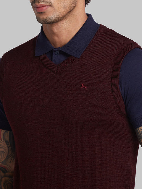 Parx Men Maroon Solid Sweater