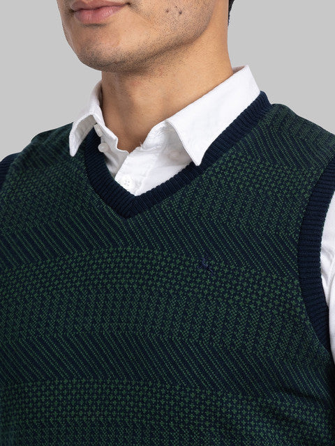 Parx Men Green Solid Acrylic Sweater