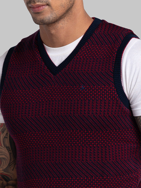 Parx Men Red Solid Acrylic Sweater
