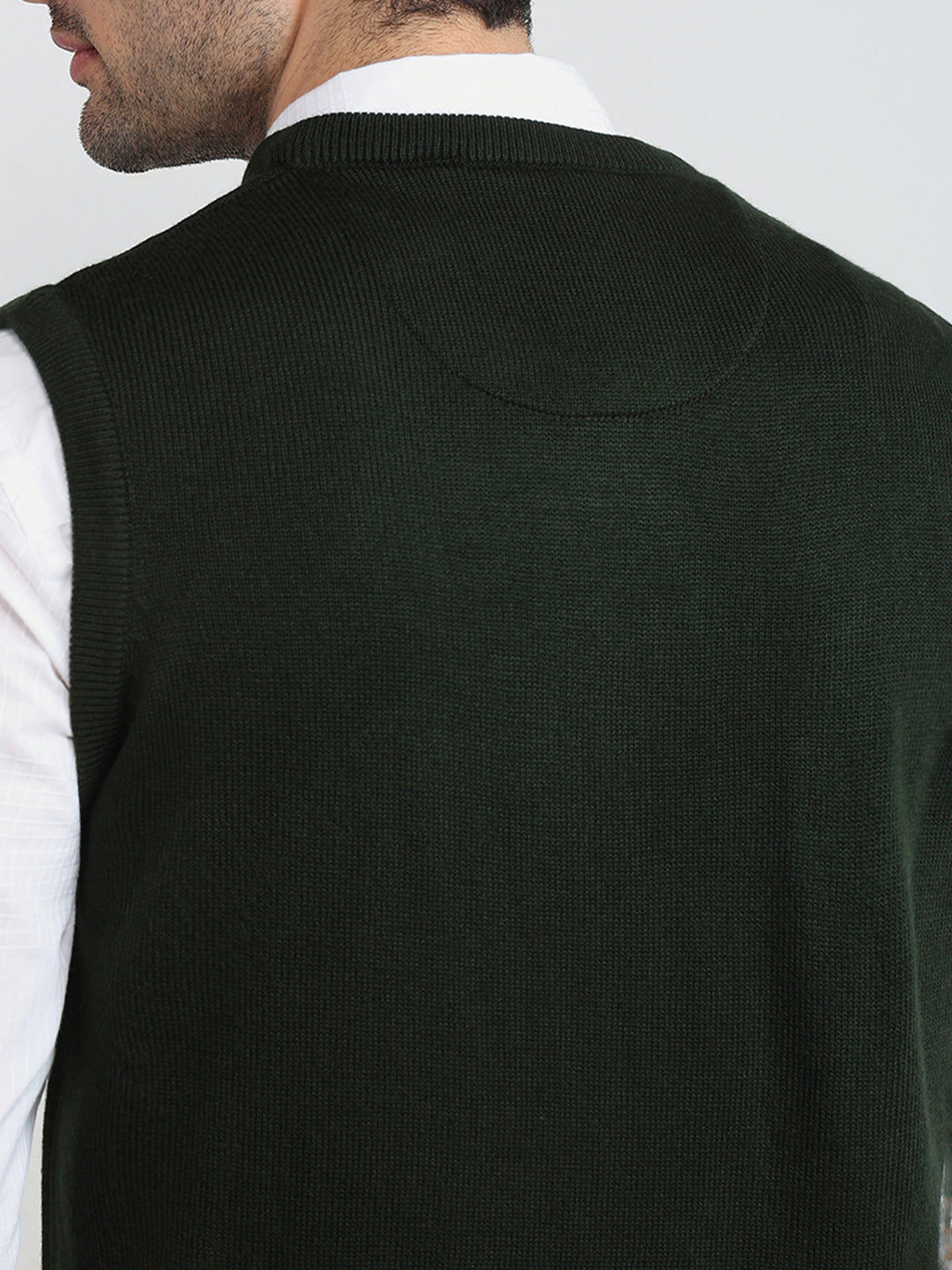 Parx Men Green Solid V Neck Collar Sweatshirt