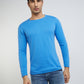 Men Blue Solid Cotton Full Sleeve Sweaters