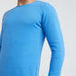 Men Blue Solid Cotton Full Sleeve Sweaters