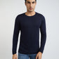 Men Blue Solid Cotton Full Sleeve Sweaters