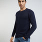 Men Blue Solid Cotton Full Sleeve Sweaters