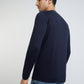 Men Blue Solid Cotton Full Sleeve Sweaters