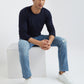 Men Blue Solid Cotton Full Sleeve Sweaters