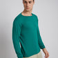 Men Green Solid Cotton Full Sleeve Sweaters