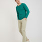 Men Green Solid Cotton Full Sleeve Sweaters