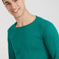 Men Green Solid Cotton Full Sleeve Sweaters