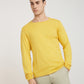 Men Yellow Solid Cotton Full Sleeve Sweaters