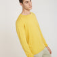 Men Yellow Solid Cotton Full Sleeve Sweaters