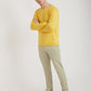 Men Yellow Solid Cotton Full Sleeve Sweaters