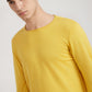 Men Yellow Solid Cotton Full Sleeve Sweaters