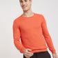 Parx Men Orange Structure Cotton Full Sleeve Round Neck Collar Sweater