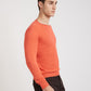 Parx Men Orange Structure Cotton Full Sleeve Round Neck Collar Sweater